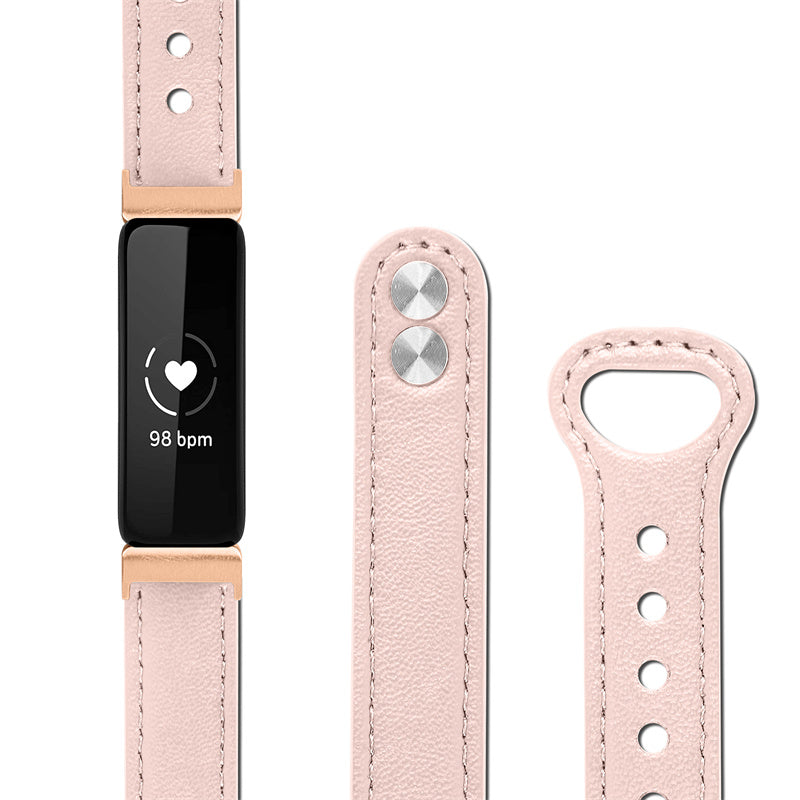 For Fitbit Inspire Inspire HR Inspire 2 Ace 2 Double Snap Button Watch Strap Genuine Cowhide Leather Wrist Band Rose Gold Connector For Fitbit Inspire Inspire HR Inspire 2 Ace 2 Double Snap Button Watch Strap Genuine Cowhide Leather Wrist Band Rose Gold Connector